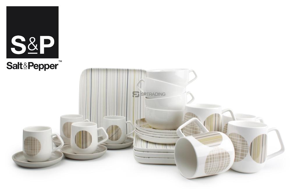 Sada hrnků na kávu s podšálkem - Salt&Pepper SP35841